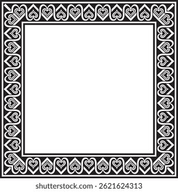 Vector square european black monochrome ornament. Rectangular pattern, circle, ring of the Middle Ages. Revival border. Decorations of palaces and churches.
