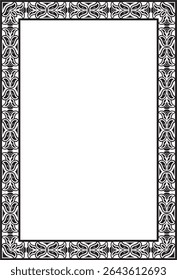 Vector square european black monochrome ornament. Rectangular pattern, circle, ring of the Middle Ages. Revival border. Decorations of palaces and churches.
