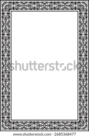 Vector square european black monochrome ornament. Rectangular pattern, circle, ring of the Middle Ages. Revival border. Decorations of palaces and churches.
