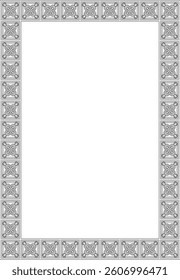 Vector square European black outline ornament. Rectangular pattern, circle, ring of the Middle Ages. Revival border. Decorations of palaces and churches.

