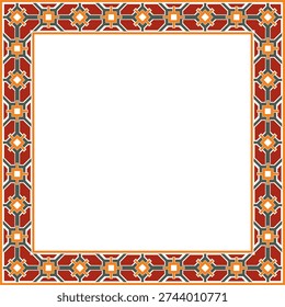 Vector square european colored ornament. Rectangular pattern, circle, ring of the Middle Ages. Revival border. Decorations of palaces and churches.
