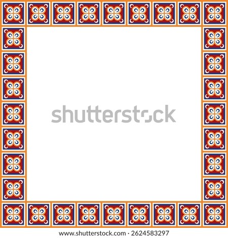 Vector square european colored ornament. Rectangular pattern, circle, ring of the Middle Ages. Revival border. Decorations of palaces and churches.
