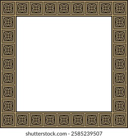 Vector square European gold and black ornament. Rectangular pattern, circle, ring of the Middle Ages. Revival border. Decorations of palaces and churches.
