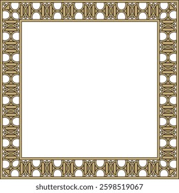 Vector square European gold and black ornament. Rectangular pattern, circle, ring of the Middle Ages. Revival border. Decorations of palaces and churches.
