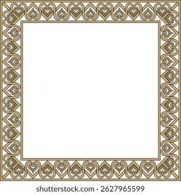 Vector square European gold and black ornament. Rectangular pattern, circle, ring of the Middle Ages. Revival border. Decorations of palaces and churches.
