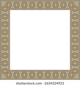 Vector square European gold and black ornament. Rectangular pattern, circle, ring of the Middle Ages. Revival border. Decorations of palaces and churches.
