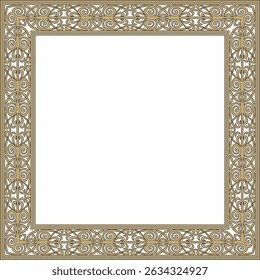 Vector square European gold and black ornament. Rectangular pattern, circle, ring of the Middle Ages. Revival border. Decorations of palaces and churches.

