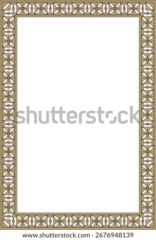 Vector square European gold and black ornament. Rectangular pattern, circle, ring of the Middle Ages. Revival border. Decorations of palaces and churches.

