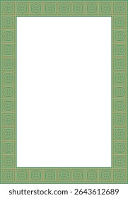 Vector square European gold with green ornament. Rectangular pattern, circle, ring of the Middle Ages. Revival border. Decorations of palaces and churches.
