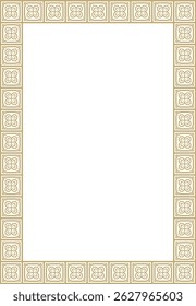 Vector square european gold ornament. Rectangular pattern, circle, ring of the Middle Ages. Revival border. Decorations of palaces and churches.
