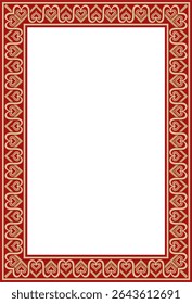 Vector square European gold with red ornament. Rectangular pattern, circle, ring of the Middle Ages. Revival border. Decorations of palaces and churches.
