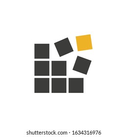 Vector square falling down. Stock vector illustration isolated on white background.