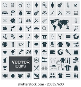 Vector Square Flat Icons Set