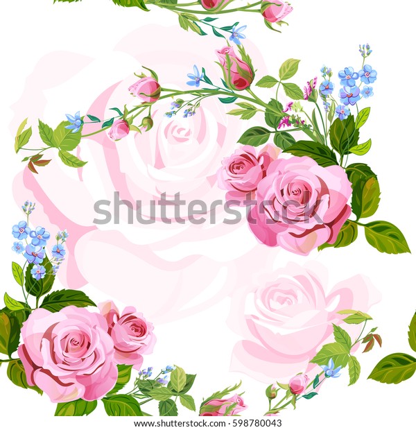Vector Square Floral Seamless Pattern Branch Stock Vector (Royalty Free