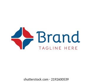 Vector square with four-pointed white star inside for Corporate business industrial. Modern logo innovative concept for Cyber Physical Systems concept, smart factory logo. Creative logotype symbol