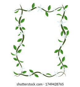 Vector square frame of abstract branches with leaves.