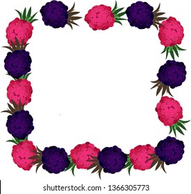 Vector square frame of berries. Summer design for invitations, cards, flyers, labels, birthday, holidays.