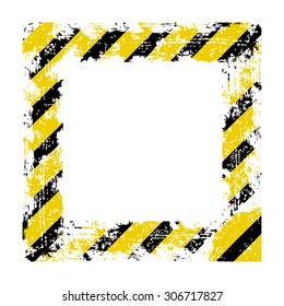 vector square frame black yellow shabby old lines warning of the dangers of