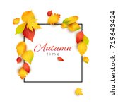Vector square frame decorated with beautiful autumn leaves