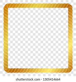 Vector Square Frame from Golden rope for Your Element Design at Transparent Effect Background
