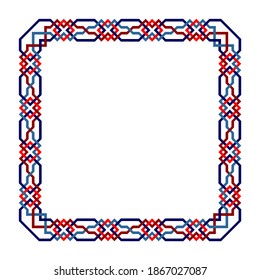 vector square frame. islamic pattern. ancient repeated motif. decorative border constructed from continuous lines. geometric background with meandros. classic ornament. every piece is a single group