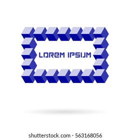 Vector Square Frame Of Isometric Cubes Over White