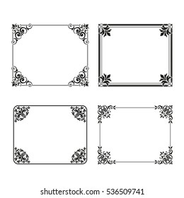 Vector square frame labels Set ornamental vintage decoration
