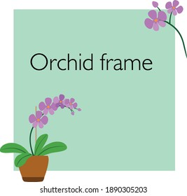 Vektor-Quadrat-Rahmen mit lila Orchidee in einem Topf