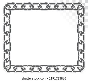 vector square frame made of chains isolated on a transparent background