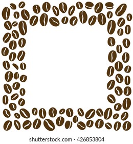 Vector square frame made of hand drawn coffee beans. Beautiful design elements.