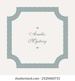 Vector square frame of mosaic borders. Arabic geometric design elements and ornamental page decoration