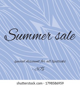 Vector square frame in trendy color. Summer sale banner. Vector summer vintage square frame with blue leaves