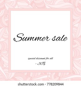 
Vector square frame in trendy color. Summer sale banner. Vector summer vintage square frame