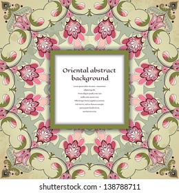 Vector square frame. Vintage oriental pattern. Perfect for greetings, invitations or announcements