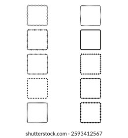 Vector square frames. Geometric border designs. Decorative outlined shapes. Monochrome graphic elements. EPS 10.