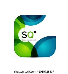 Vector square geometric abstract business emblem. Icon created with color circles