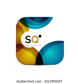 Vector square geometric abstract business emblem. Icon created with color circles