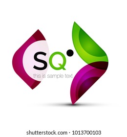 Vector square geometric abstract business emblem. Icon created with color circles