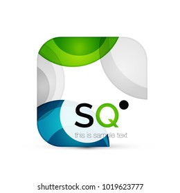 Emblema comercial abstracto geométrico cuadrado vectorial. Icono creado con círculos de color