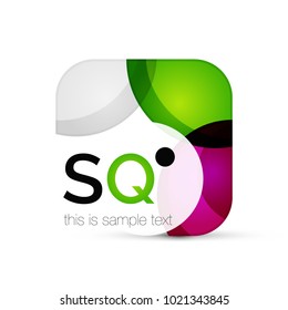 Vector square geometric abstract business emblem. Icon created with color circles