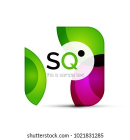 Emblema comercial abstracto geométrico cuadrado vectorial. Icono creado con círculos de color