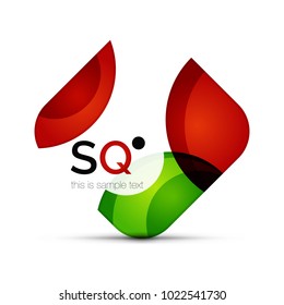 Vector square geometric abstract business emblem. Icon created with color circles