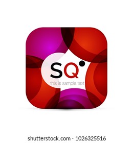 Vector square geometric abstract business emblem. Icon created with color circles