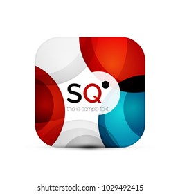 Vector square geometric abstract business emblem. Icon created with color circles