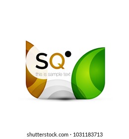 Vector square geometric abstract business emblem. Icon created with color circles