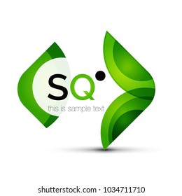 Emblema comercial abstracto geométrico cuadrado vectorial. Icono creado con círculos de color