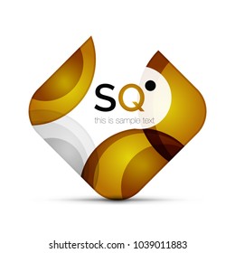 Emblema comercial abstracto geométrico cuadrado vectorial. Icono creado con círculos de color