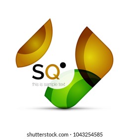 Vector square geometric abstract business emblem. Icon created with color circles