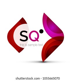 Vector square geometric abstract business emblem. Icon created with color circles