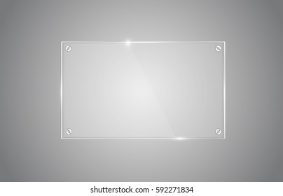 Vector square glass frame. Isolated on transparent background. Vector illustration, eps 10.